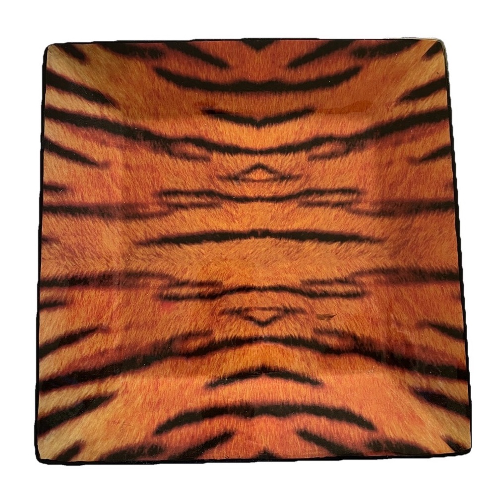Square TIGER Animal Decorative PLATE by Home for the Holidays